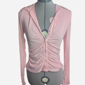 Pink Ruched Button Front Top | Coquette Soft Girl Y2K Aesthetic Size Medium